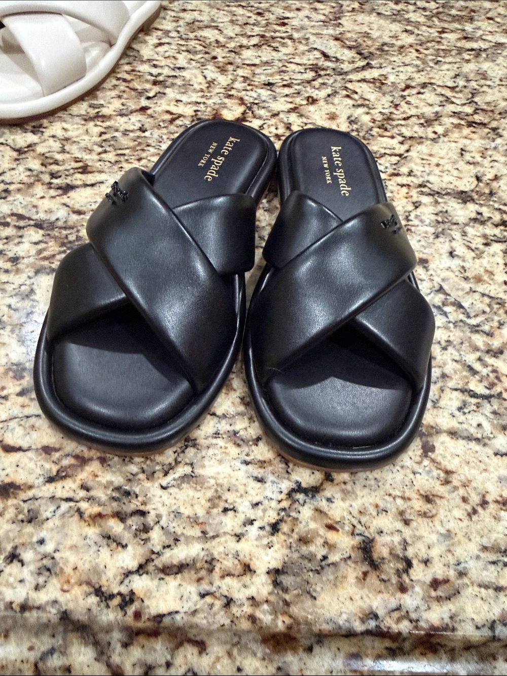 kate spade Black Crisscross Slide Sandals for Men